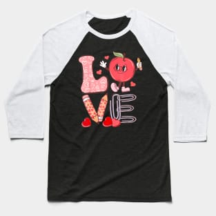 Teacher Love Groovy Back To School Teach Love Baseball T-Shirt